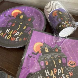 Halloween party paper plates, napkin , paper cups set - Set In 10 ( Big Plate )
